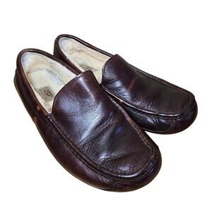 Ugg Men's Slippers Size 9 Dark Brown Leather F19018E Ascot
Shearling Lined